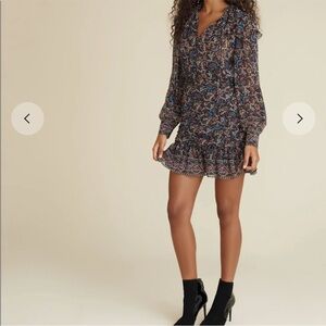 Veronica Beard Black Multi Print Jaylene 100% Silk Dress